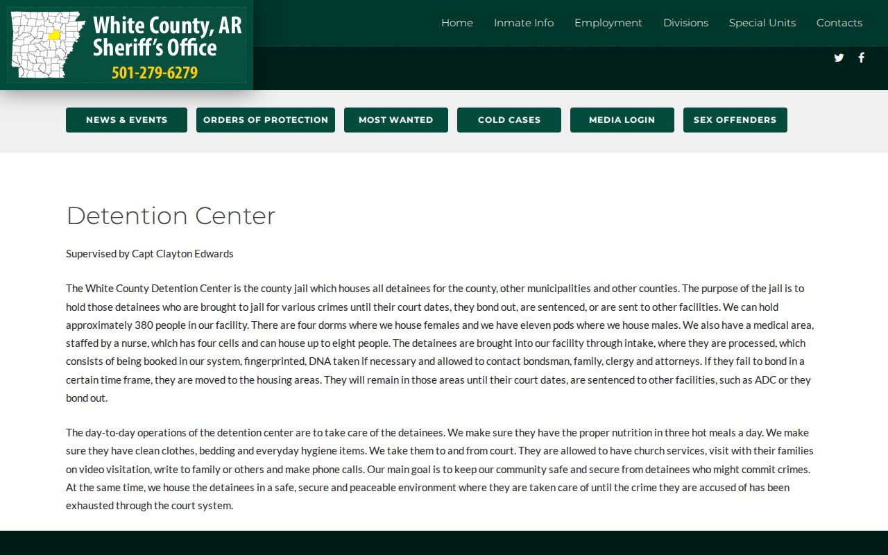 White County Detention Center official information page
