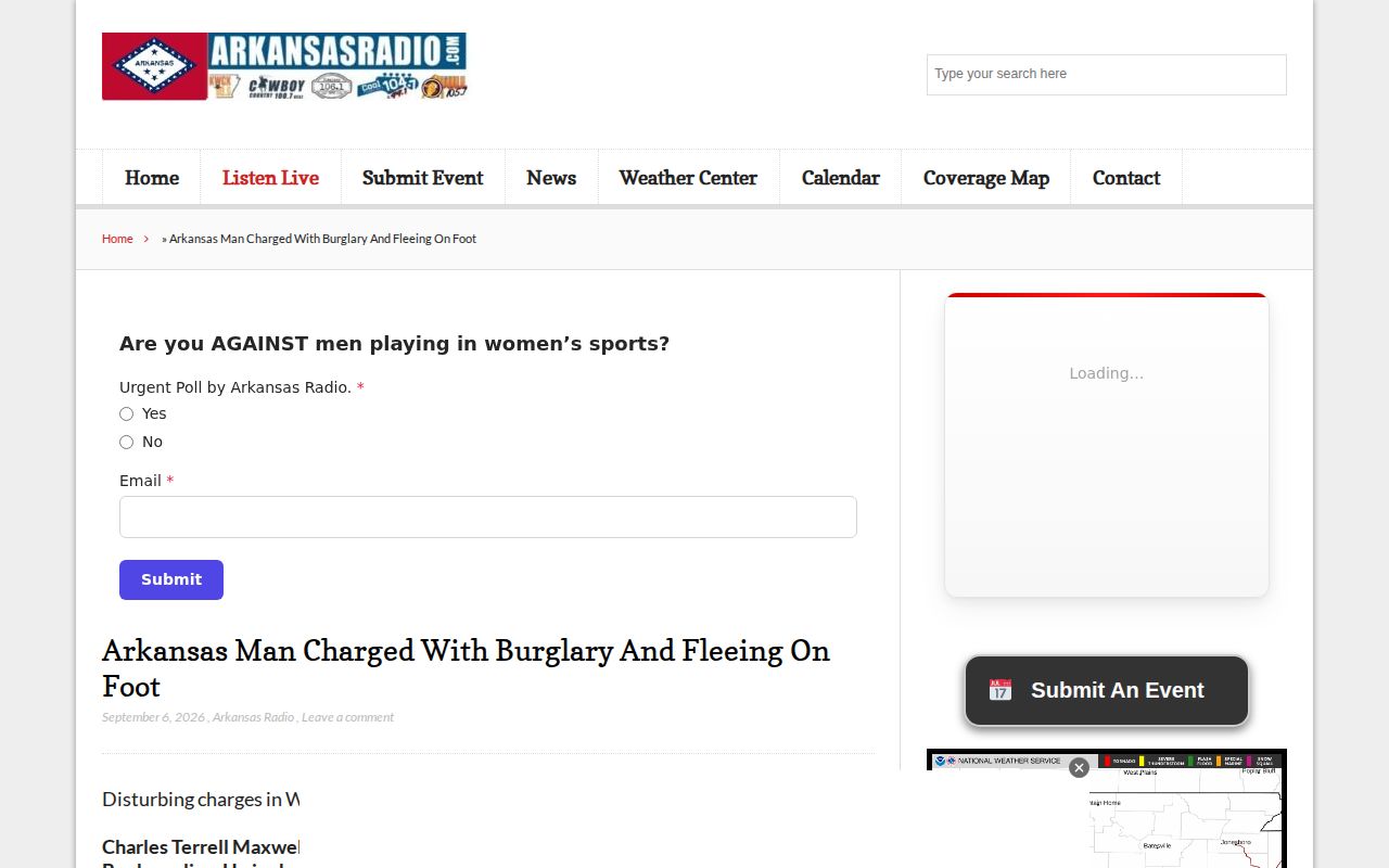 Arkansas Radio White County arrest story page